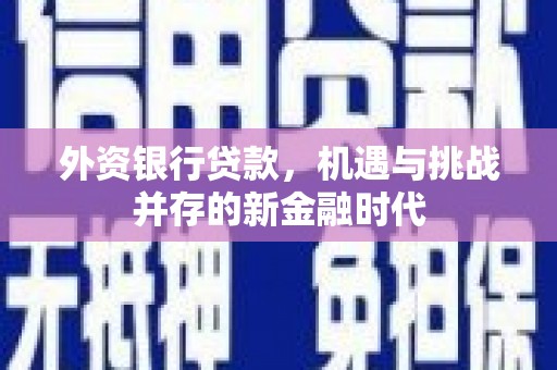 凤泉外资银行贷款，机遇与挑战并存的新金融时代