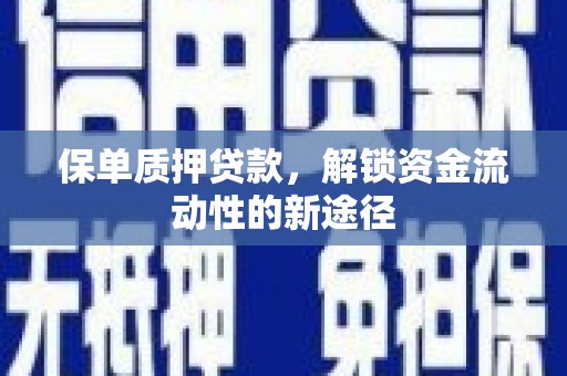凤泉保单质押贷款，解锁资金流动性的新途径