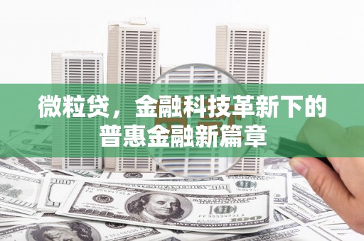凤泉微粒贷，金融科技革新下的普惠金融新篇章