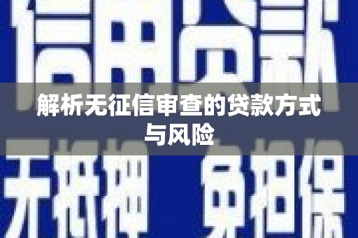 凤泉解析无征信审查的贷款方式与风险